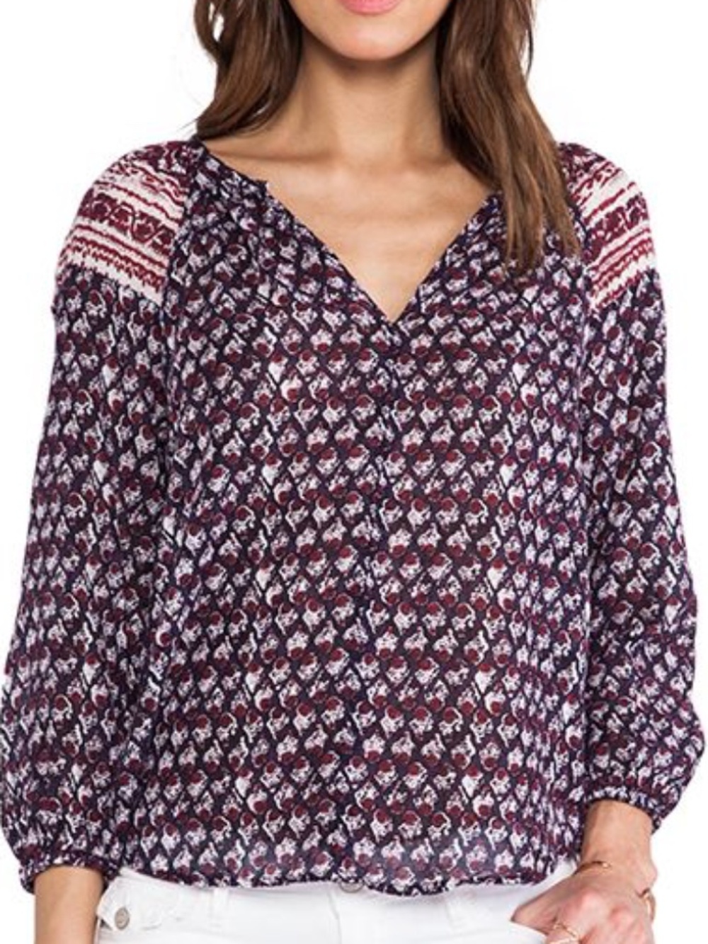 VWLVET by GRAHAM & SPENCER Boho Rich Hippie Festival Cotton Gauze Peasant Top